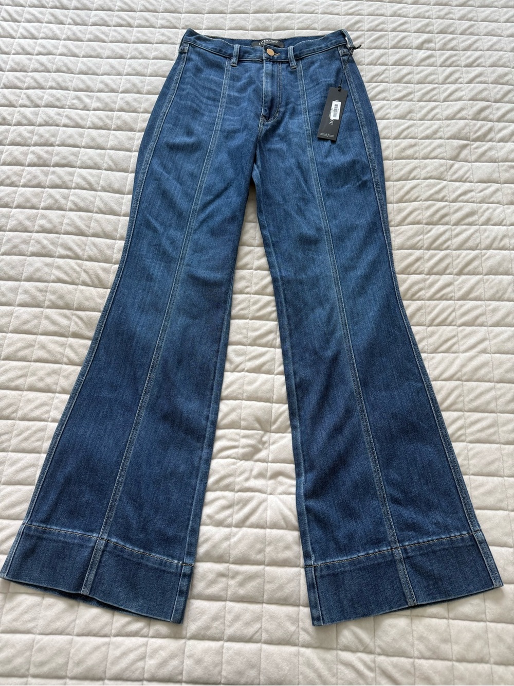 Liverpool Bayshore High-Rise Dark Blue Flare Jeans with Panel Detailing